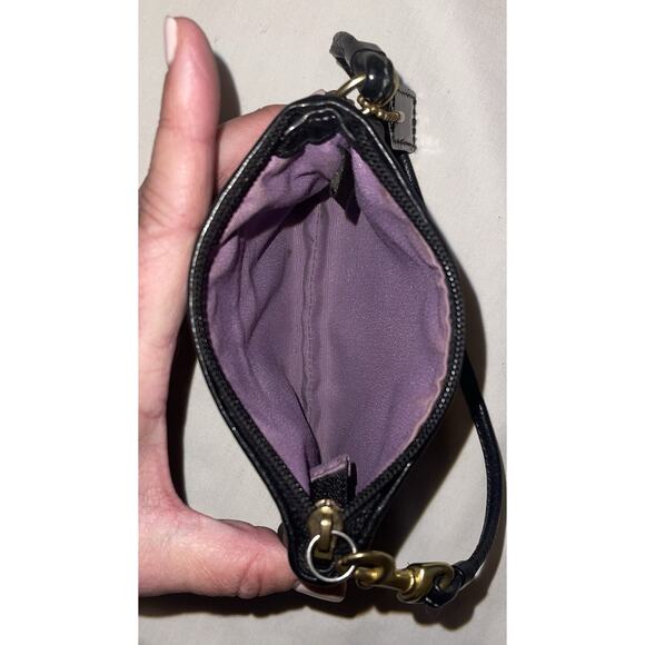 Coach Madison Signature C Jacquard Black Pleated Wristlet Small - Picture 3 of 4